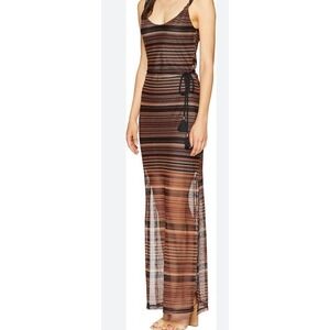 Sanctuary Womens Horizon Striped Scooo Neck Maxi Sheath Dress Earth Tone Sz L